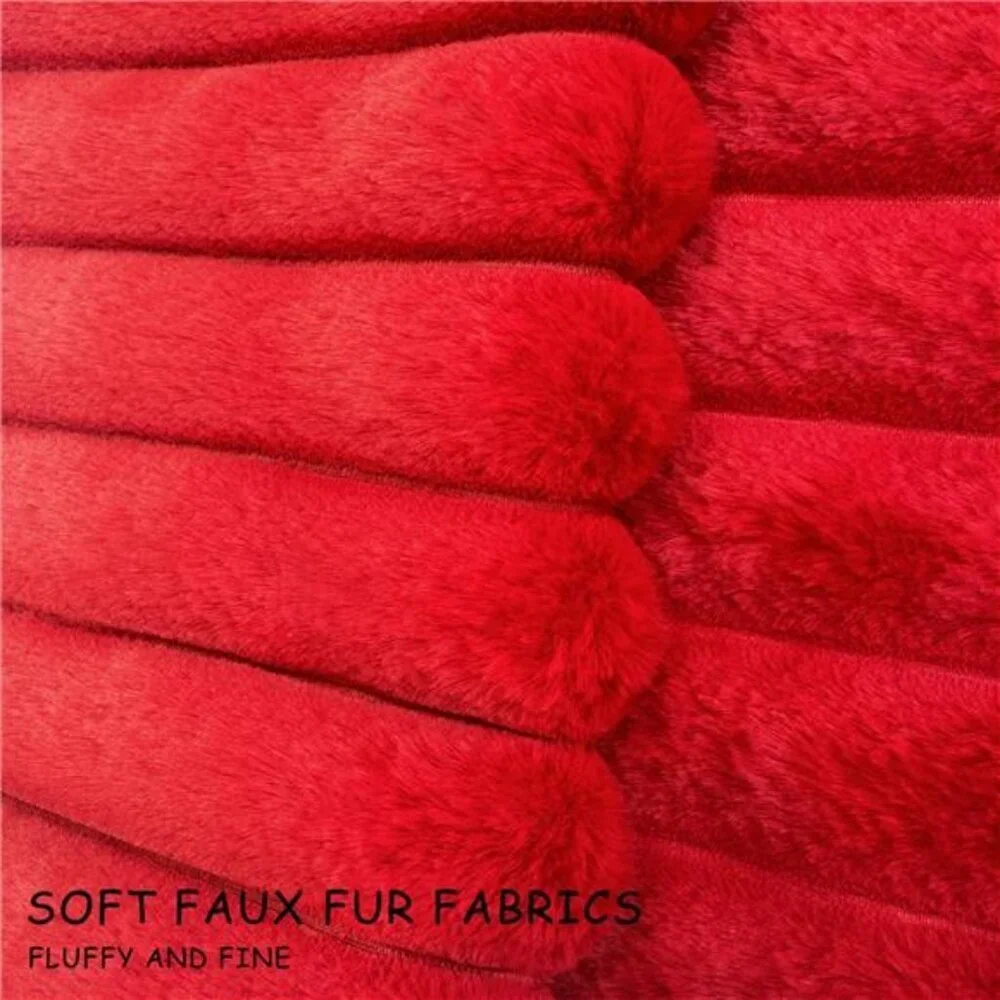 Red Faux Fur Velvet Pillow Covers 18x18 Set of 2 Soft Decorative Cushion Cases